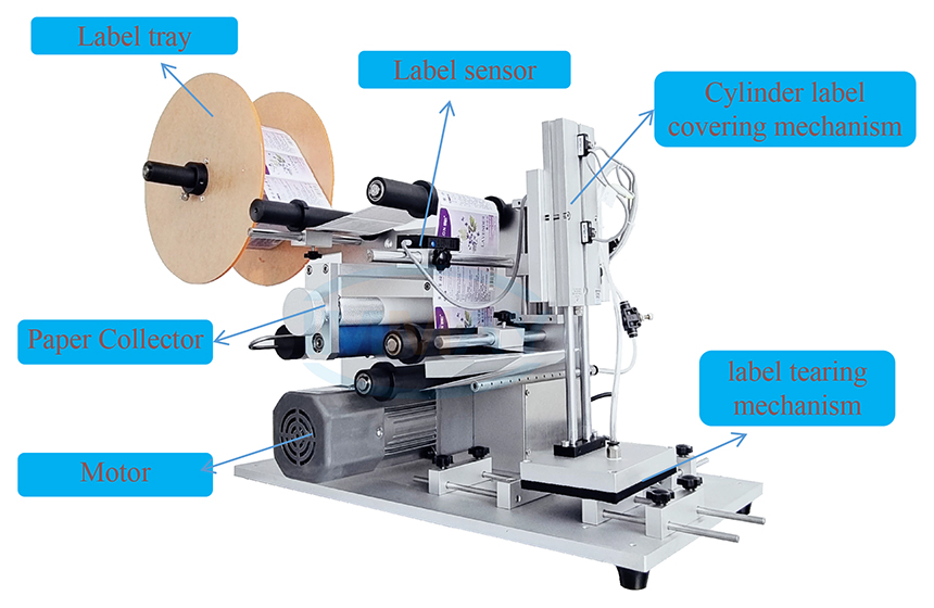 semi-automatic flat bottle labeller D1 etichettatrice semiautomatica per bottiglie piatte D1